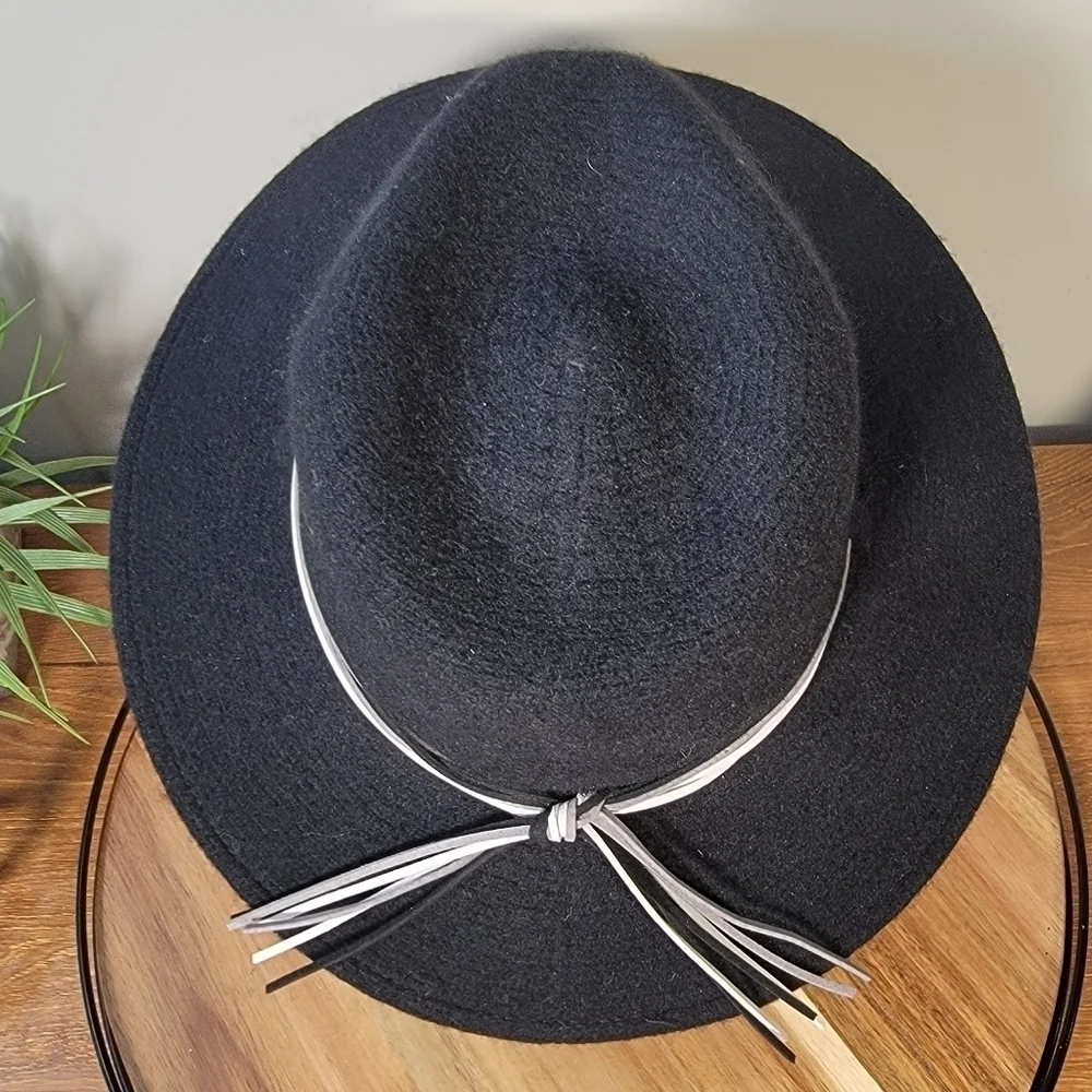 Pretty Persuasions Black wool blend Wide Brim Fedora Winter Hat Women's OS